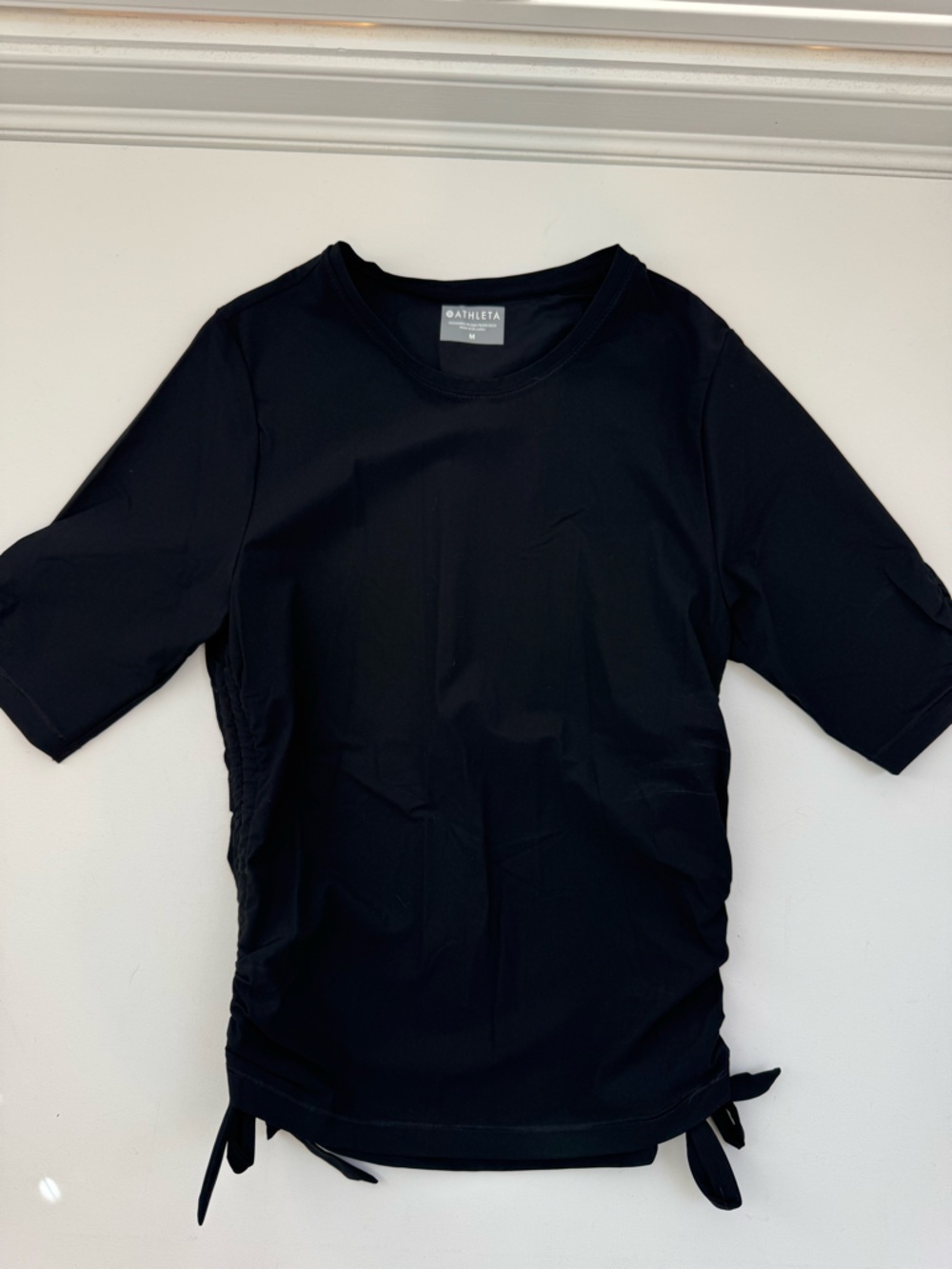Athleta Black Side Tie Performance Top Size M Athleisure $79